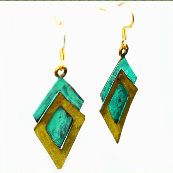 Diamond Copper & Bronze Earring with Patina - Image 3