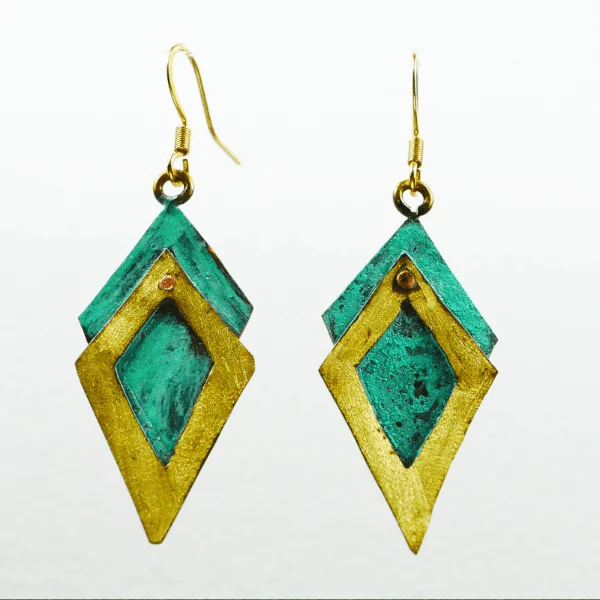 Diamond Copper & Bronze Earring with Patina - Image 4