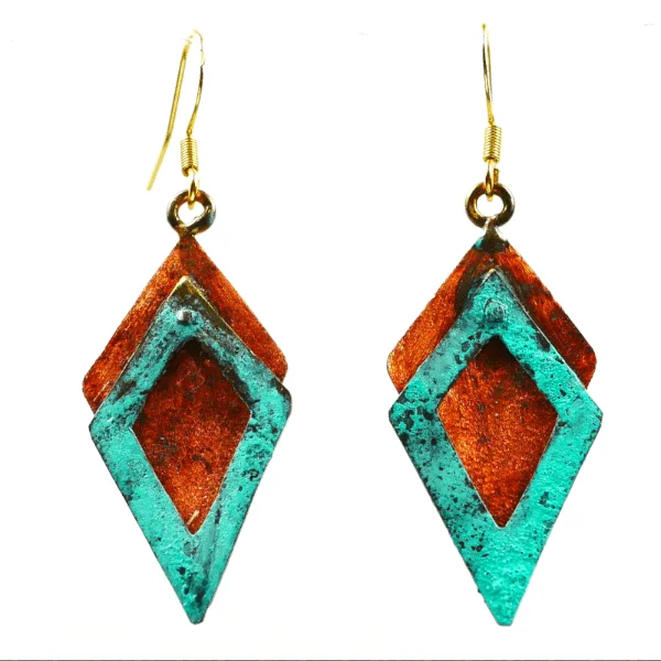 Diamond Copper & Bronze Earring with Patina - Image 5