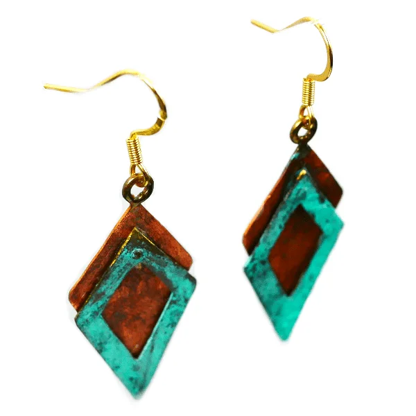 Diamond Copper & Bronze Earring with Patina - Image 6