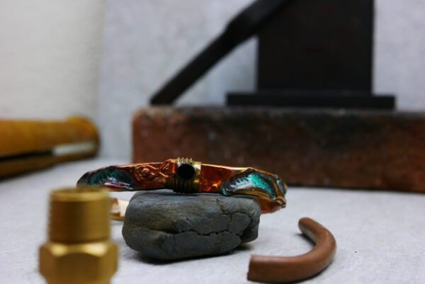 Air Chased Copper bracelet, hand made, sustainable and set up with a water connection