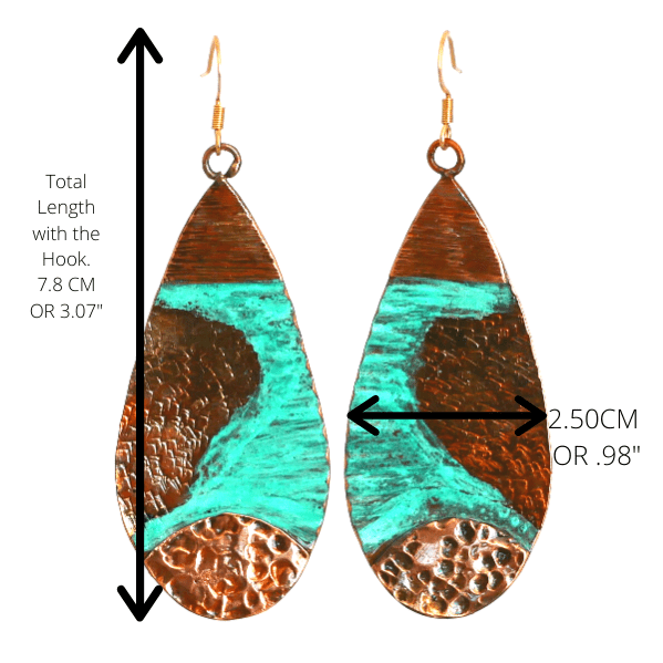 Copper hot sale long earrings