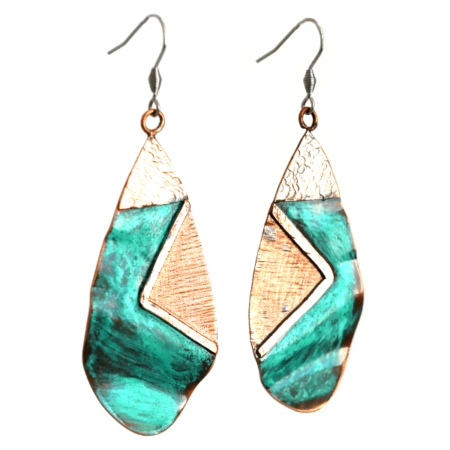 blue copper turquoise earrings, longs and lites! - Triangle