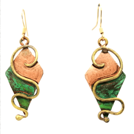 Small Copper  Diamond with a Wavy Out  Bronze Application - On the bottom