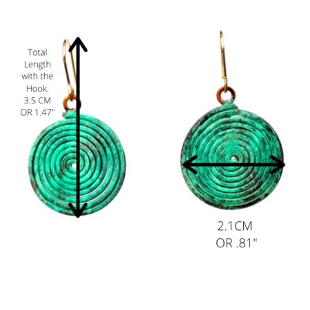 turquoise spiral earrings sustainable & real green patina