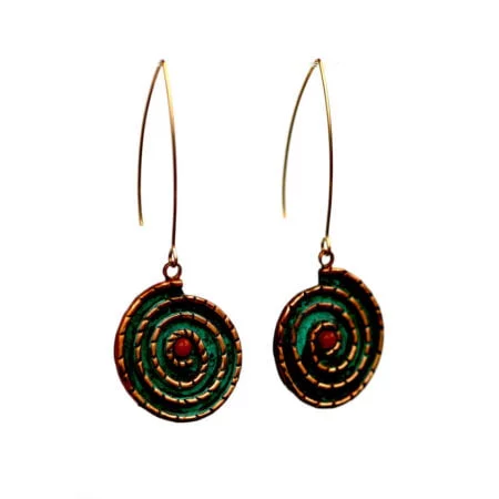 green hanging earrings