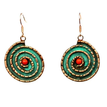 green hanging earrings