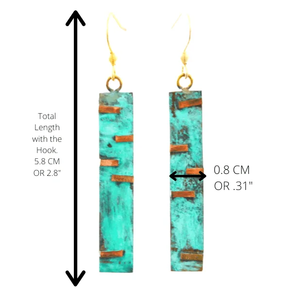Bronze Bar Earrings with Copper Inlays - Image 5