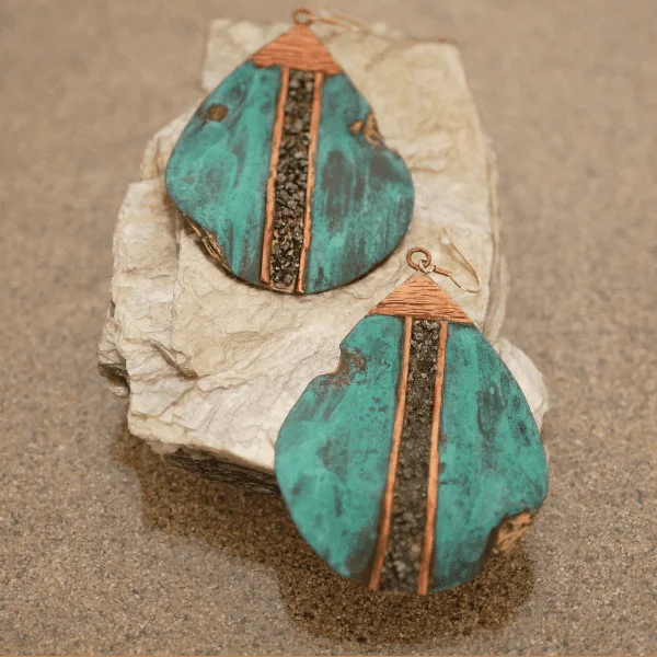 Big Drop Earrings With Pyrite | Ixchel - Image 2