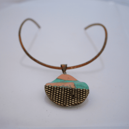 Big Bronze Drop Necklace With Irregular Textures!