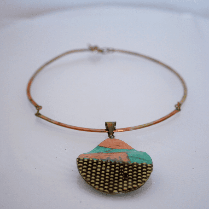 Big Bronze Drop Necklace With Irregular Textures! - Image 3