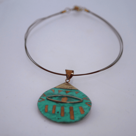 Big Bronze Drop Necklace  WITH TURKHIS EYE