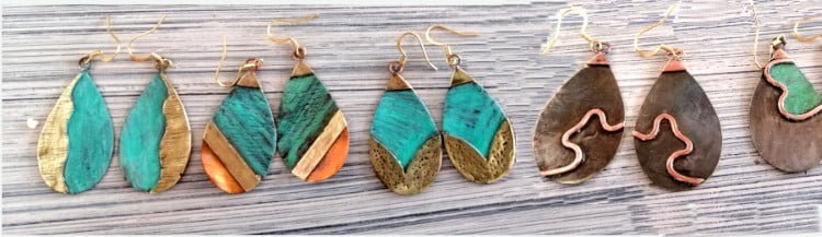 Copper drop earrings