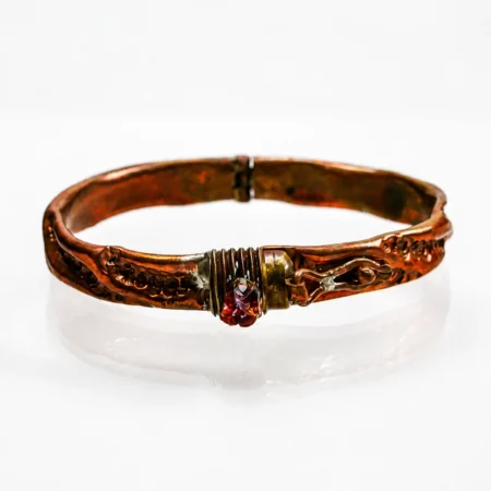 Handcrafted Air Chasing bracelet made from reclaimed copper with rustic topaz and hand-chased textures.